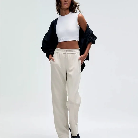 LULULEMON SOFTSTREME HIGH RISE PANT SIZE 14 Cream Wide-Leg Pants Elevated Refine - Picture 7 of 7